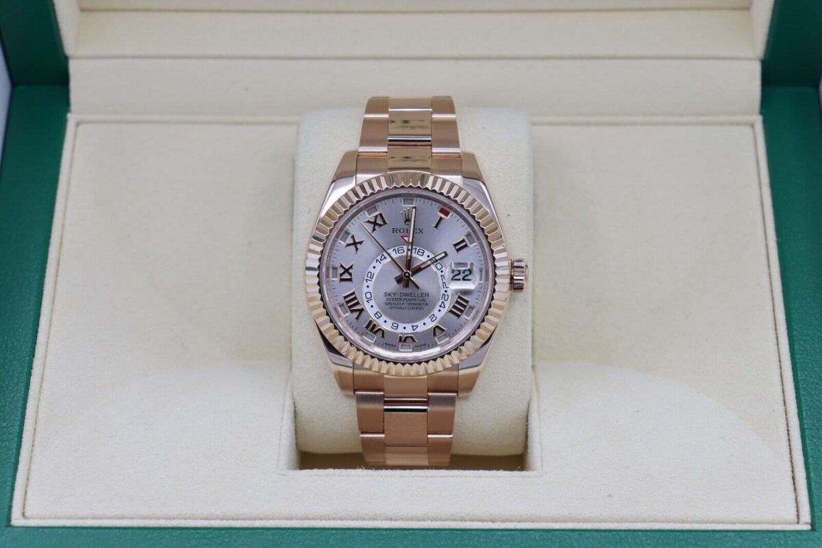 Rolex Sky-Dweller 326935 Sundust Roman Dial 18K Everose Oyster Band Year 2015