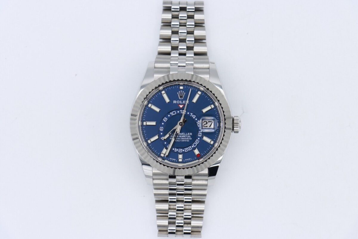 Rolex Sky-Dweller 326934 Blue Index Dial Jubilee Band 42mm Box & Papers Year 2022