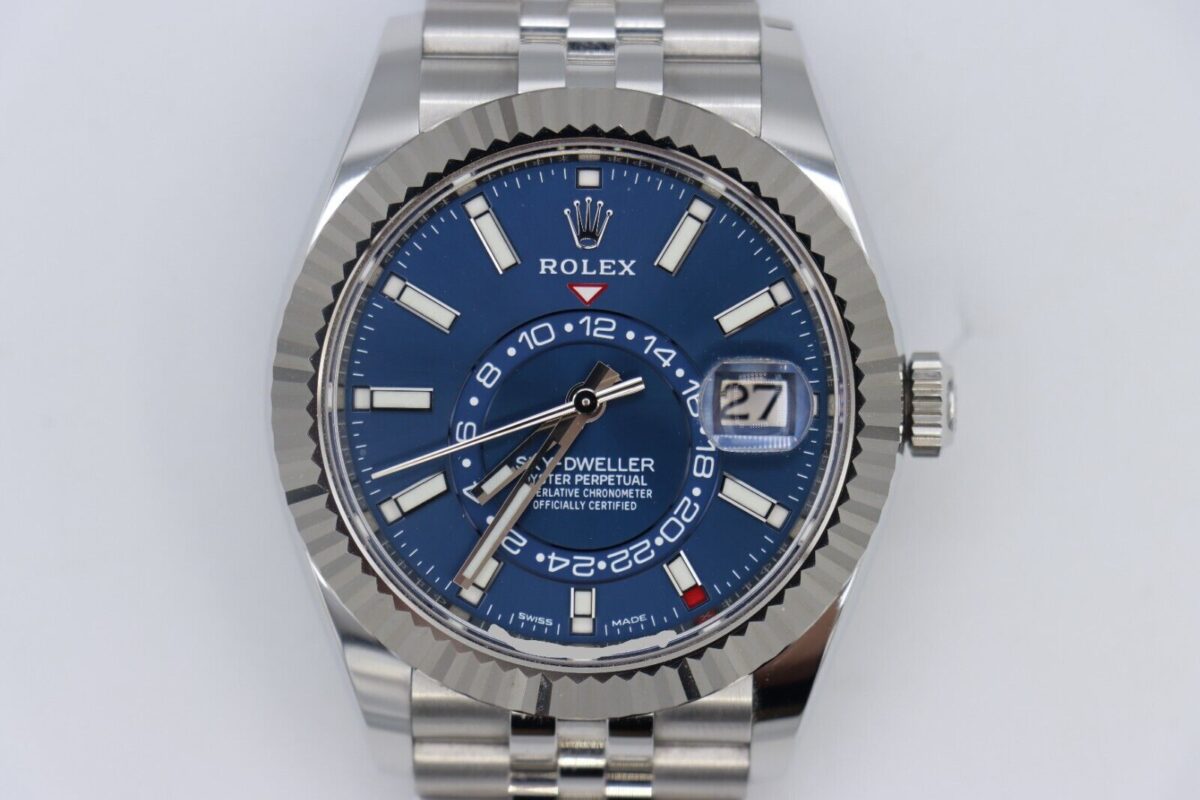 Rolex Sky-Dweller 326934 Blue Index Dial Jubilee Band 42mm Box & Papers Year 2022