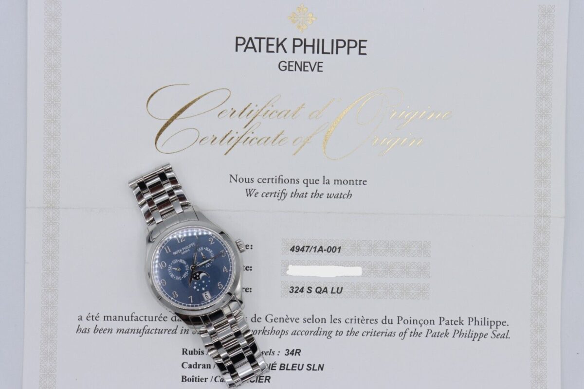 Patek Philippe Annual Calendar 4947/1A Blue Shantung Dial Stainless Steel 38mm Year 2023