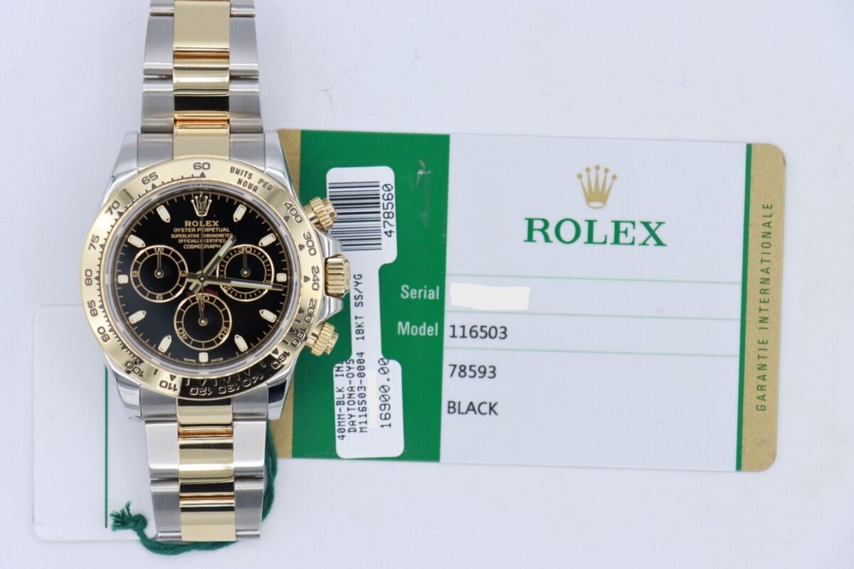 Rolex Daytona 116503 Black Dial Two-Tone Chronograph Oyster Band Year 2019