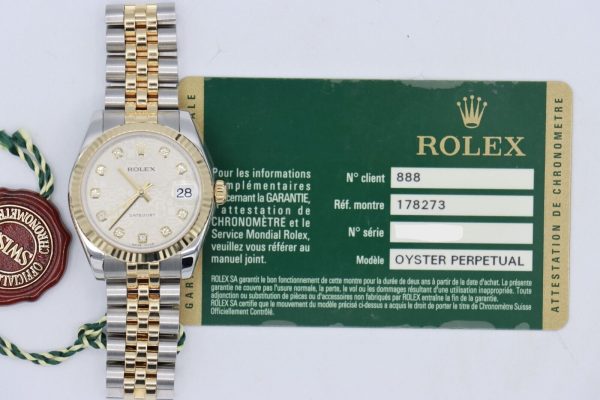Rolex Midsize Datejust 178273 Silver Anniversary Diamond Dial Jubilee Band Circa 2015