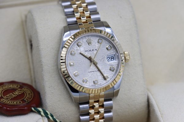 Rolex Midsize Datejust 178273 Silver Anniversary Diamond Dial Jubilee Band Circa 2015