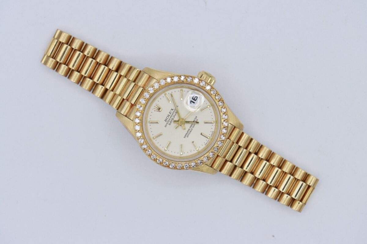 Rolex Datejust 69178 Silver Stick Dial President 18K Diamond Bezel Circa 1995 - Image 2