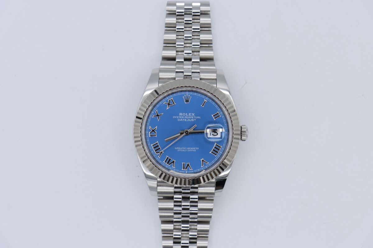 Rolex Datejust 41 126334 Azure Blue Roman Dial Jubilee Band Fluted Bezel 2022 - Image 3