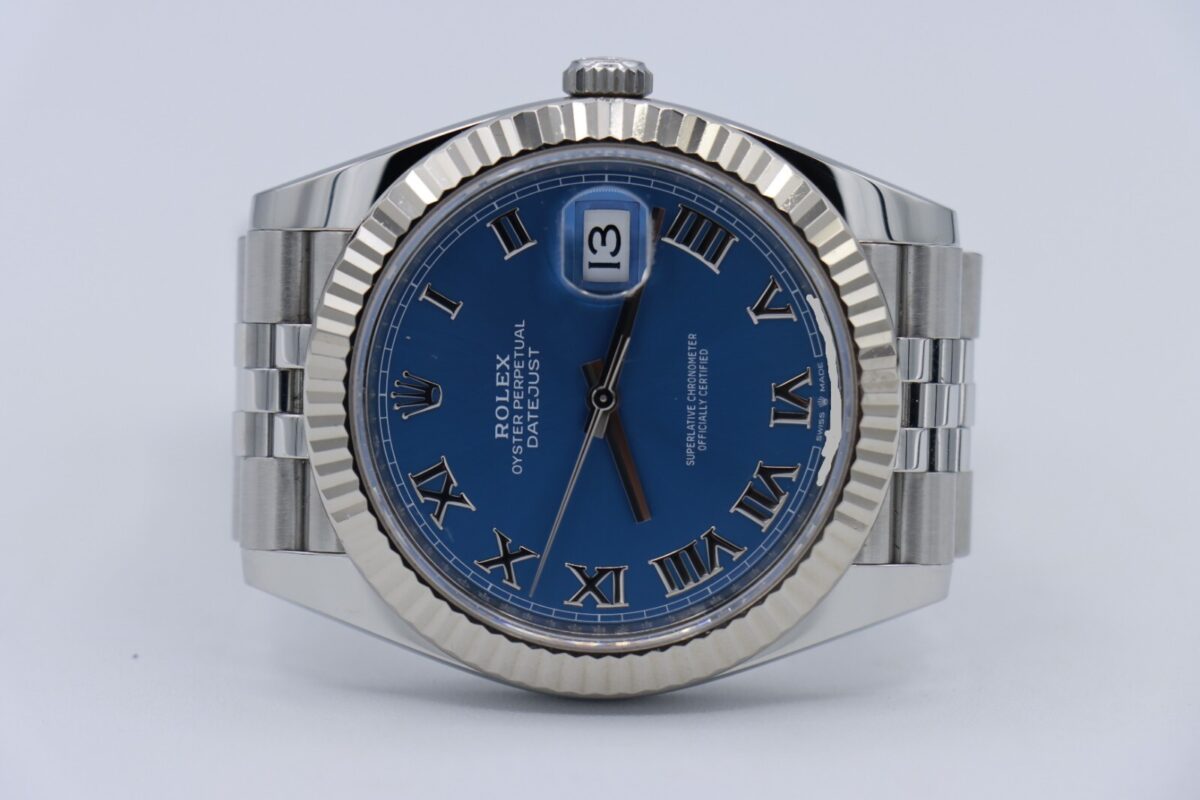 Rolex Datejust 41 126334 Azure Blue Roman Dial Jubilee Band Fluted Bezel 2022 - Image 5