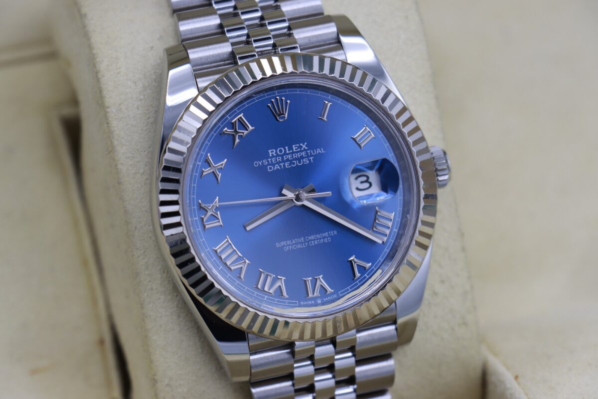 Rolex Datejust 41 126334 Azure Blue Roman Dial Jubilee Band Fluted Bezel 2022 - Image 10