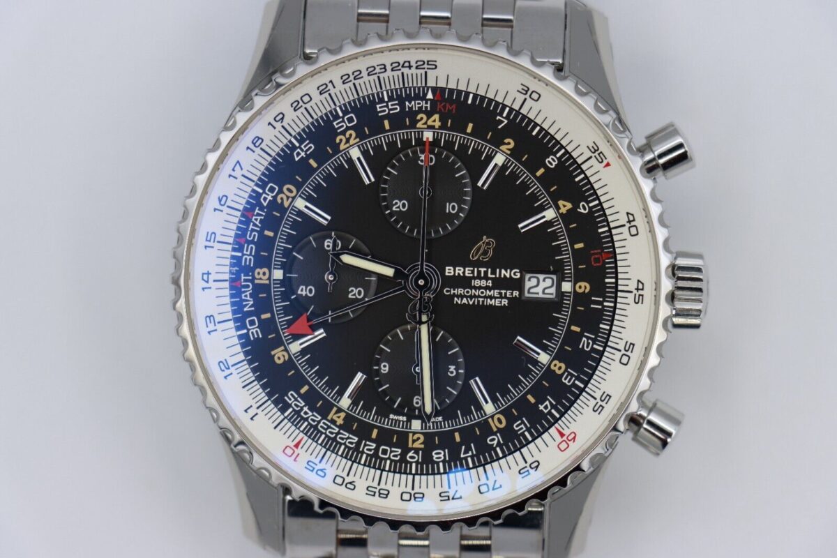 Breitling Navitimer World GMT A24322 Black Dial Chronograph 46mm Box & Papers