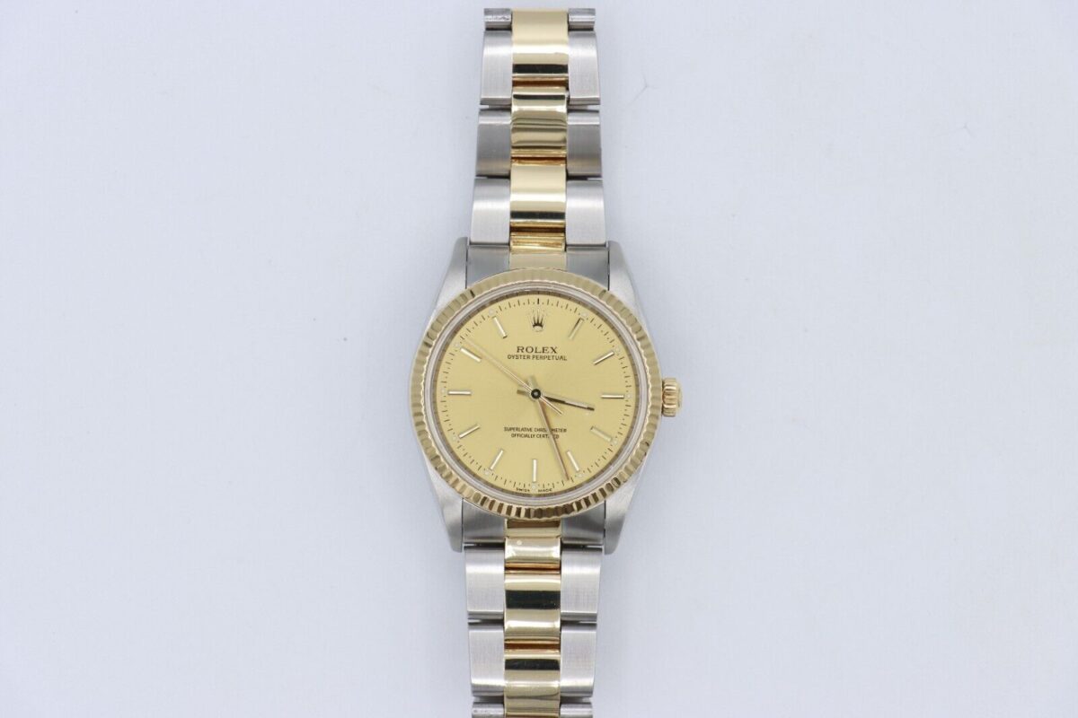 Rolex Oyster Perpetual 14233 Champagne Stick Dial Oyster Band Two-Tone Year 2006 - Image 2