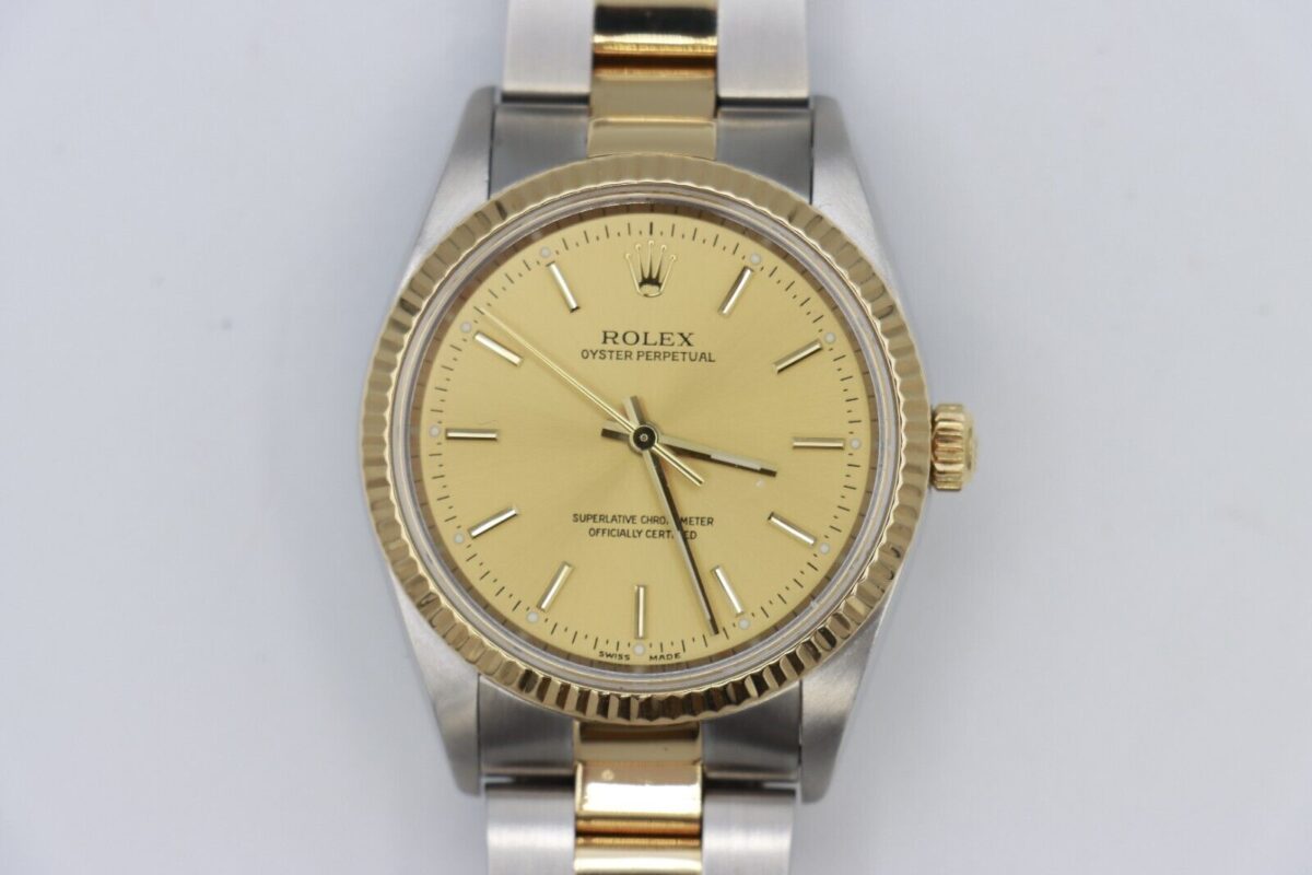 Rolex Oyster Perpetual 14233 Champagne Stick Dial Oyster Band Two-Tone Year 2006