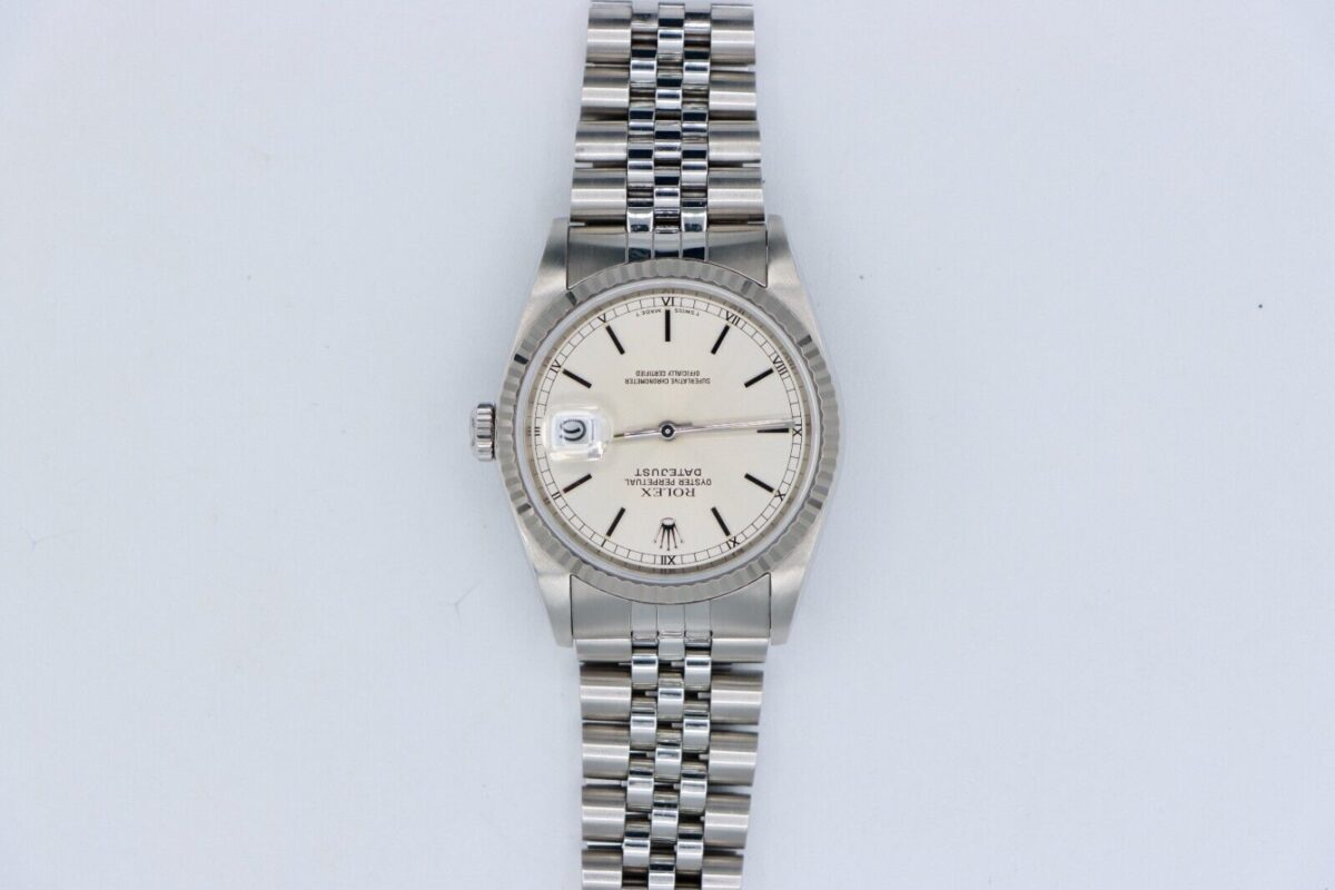 Rolex Datejust 16234 Silver Stick Dial Jubilee Band 36mm Fluted Bezel Circa 1989 - Image 2