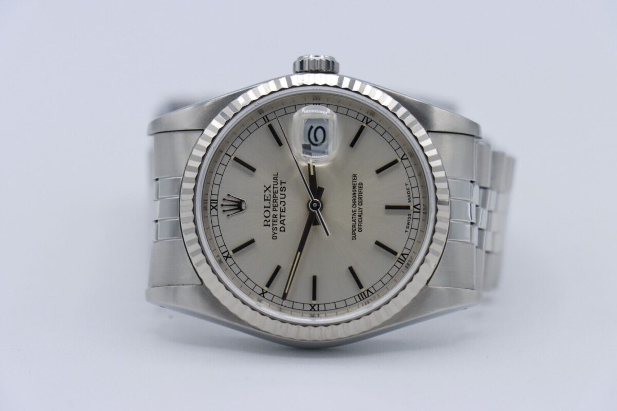 Rolex Datejust 16234 Silver Stick Dial Jubilee Band 36mm Fluted Bezel Circa 1989 - Image 5