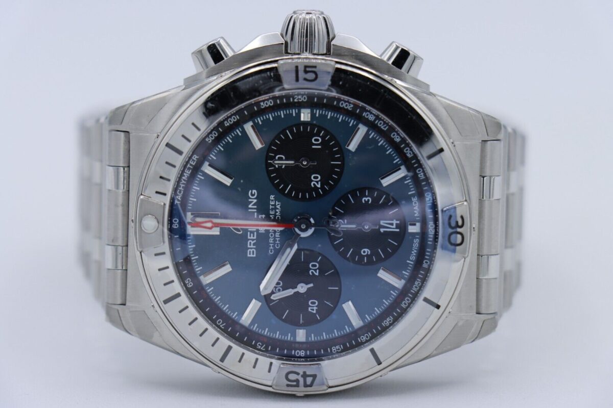 Breitling Chronomat B01 42 AB01341 Blue Dial Chronograph Stainless Bracelet 2024 - Image 5
