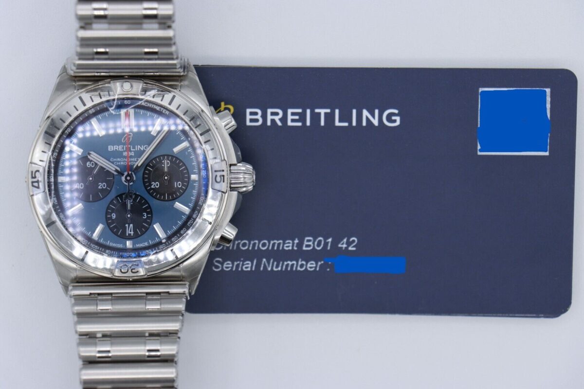 Breitling Chronomat B01 42 AB01341 Blue Dial Chronograph Stainless Bracelet 2024 - Image 9