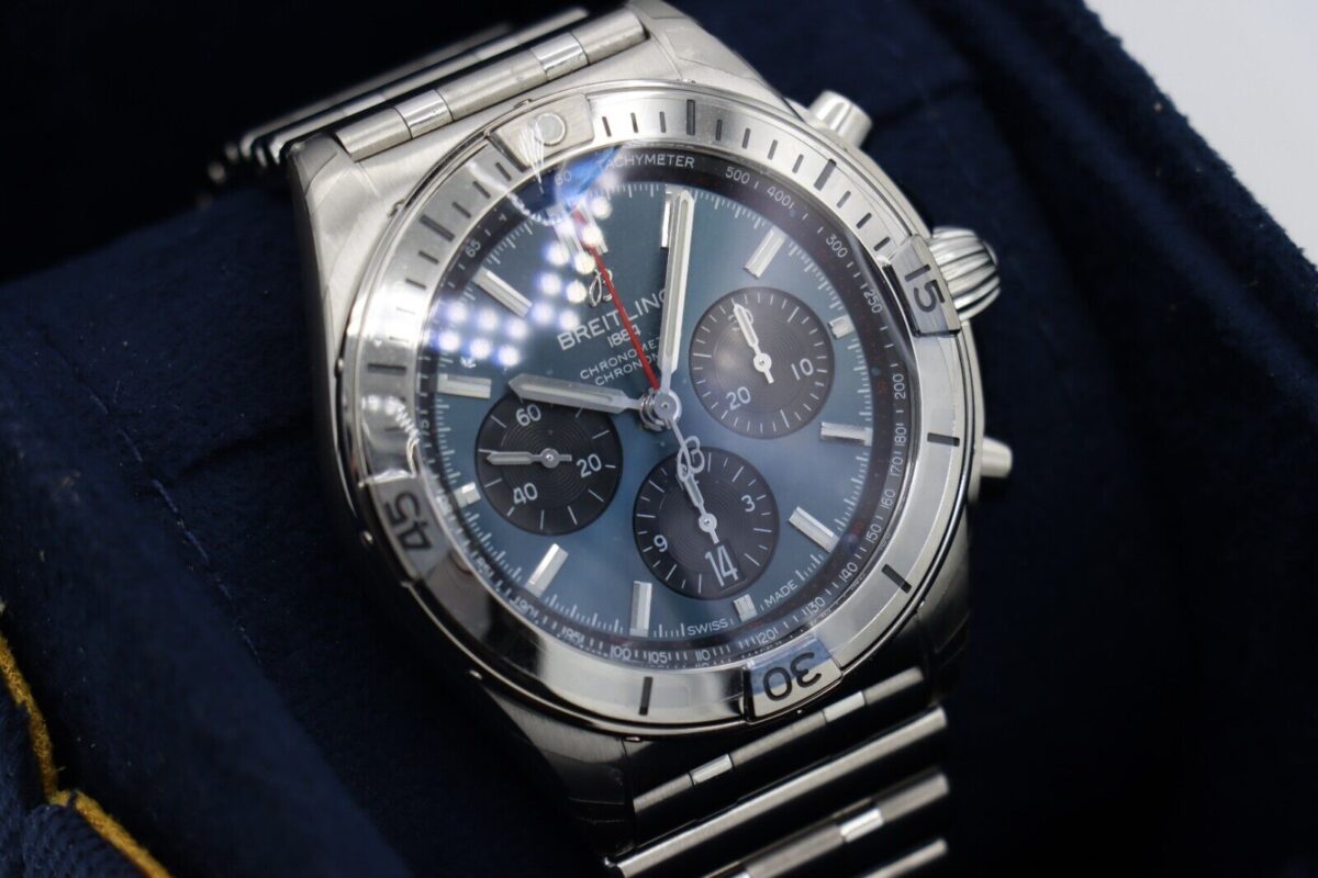 Breitling Chronomat B01 42 AB01341 Blue Dial Chronograph Stainless Bracelet 2024 - Image 11