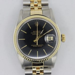 Rolex Datejust 16013 Black Stick Dial Jubilee Band Two-Tone 36mm Circa 1985