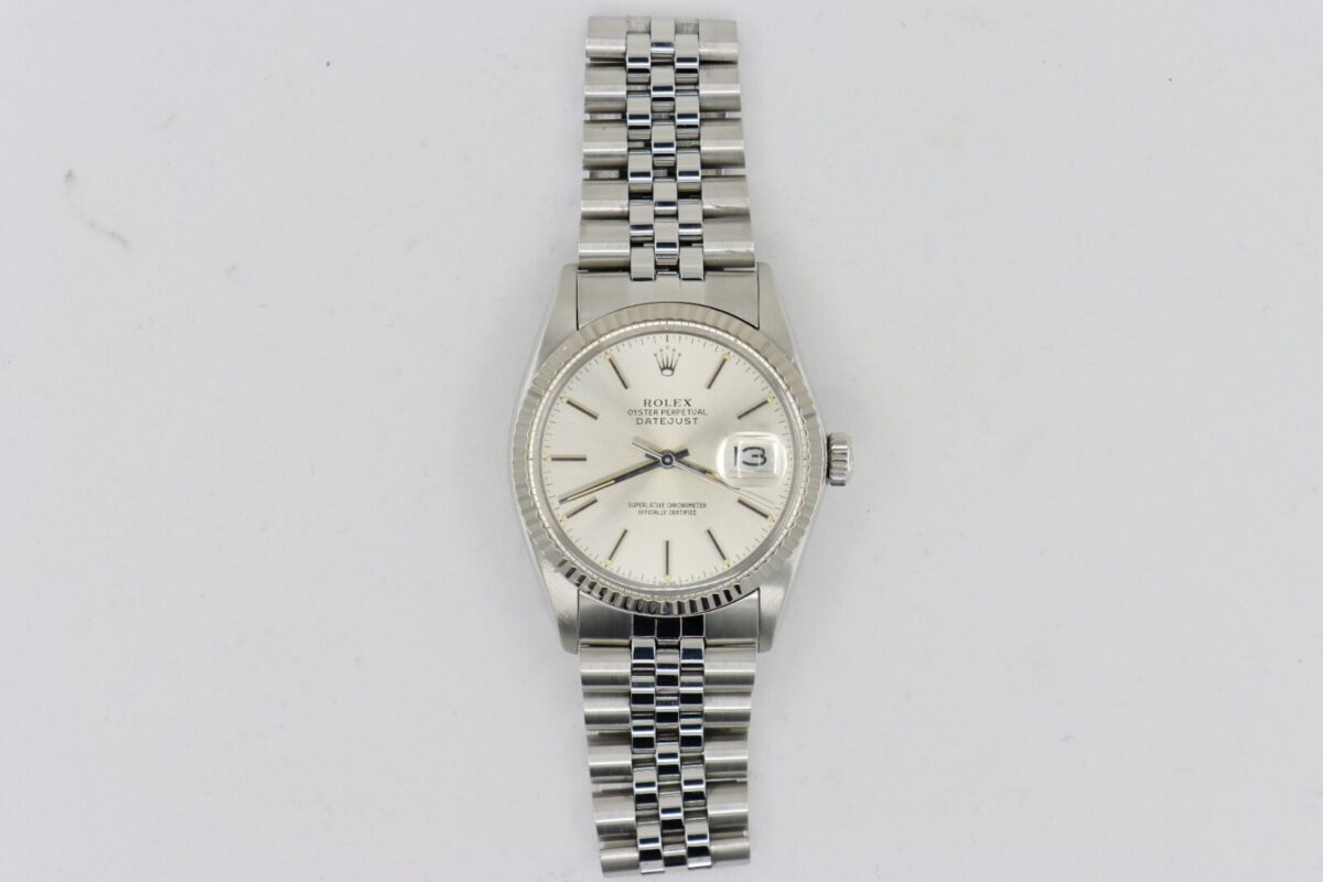 Rolex Datejust 16014 Silver Stick Dial Jubilee Band 36mm Fluted Bezel Circa - Image 3