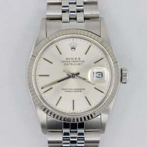 Rolex Datejust 16014 Silver Stick Dial Jubilee Band 36mm Fluted Bezel Circa
