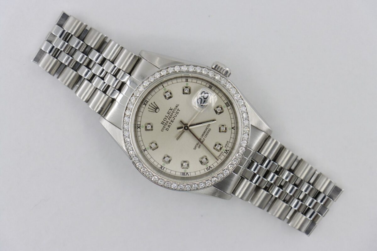 Rolex Datejust 16234 Silver Diamond Dial & Bezel Jubilee Band Circa 1999 - Image 10