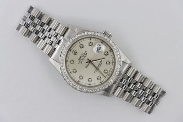 Rolex Datejust 16234 Silver Diamond Dial & Bezel Jubilee Band Circa 1999 - Image 10