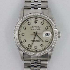 Rolex Datejust 16234 Silver Diamond Dial & Bezel Jubilee Band Circa 1999