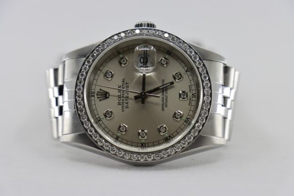 Rolex Datejust 16234 Silver Diamond Dial & Bezel Jubilee Band Circa 1999 - Image 5