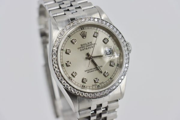 Rolex Datejust 16234 Silver Diamond Dial & Bezel Jubilee Band Circa 1999 - Image 9