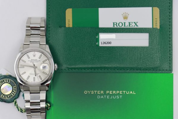 Rolex Datejust 36 126200 Silver Index Dial Oyster Band Smooth Bezel Box & Papers - Image 12