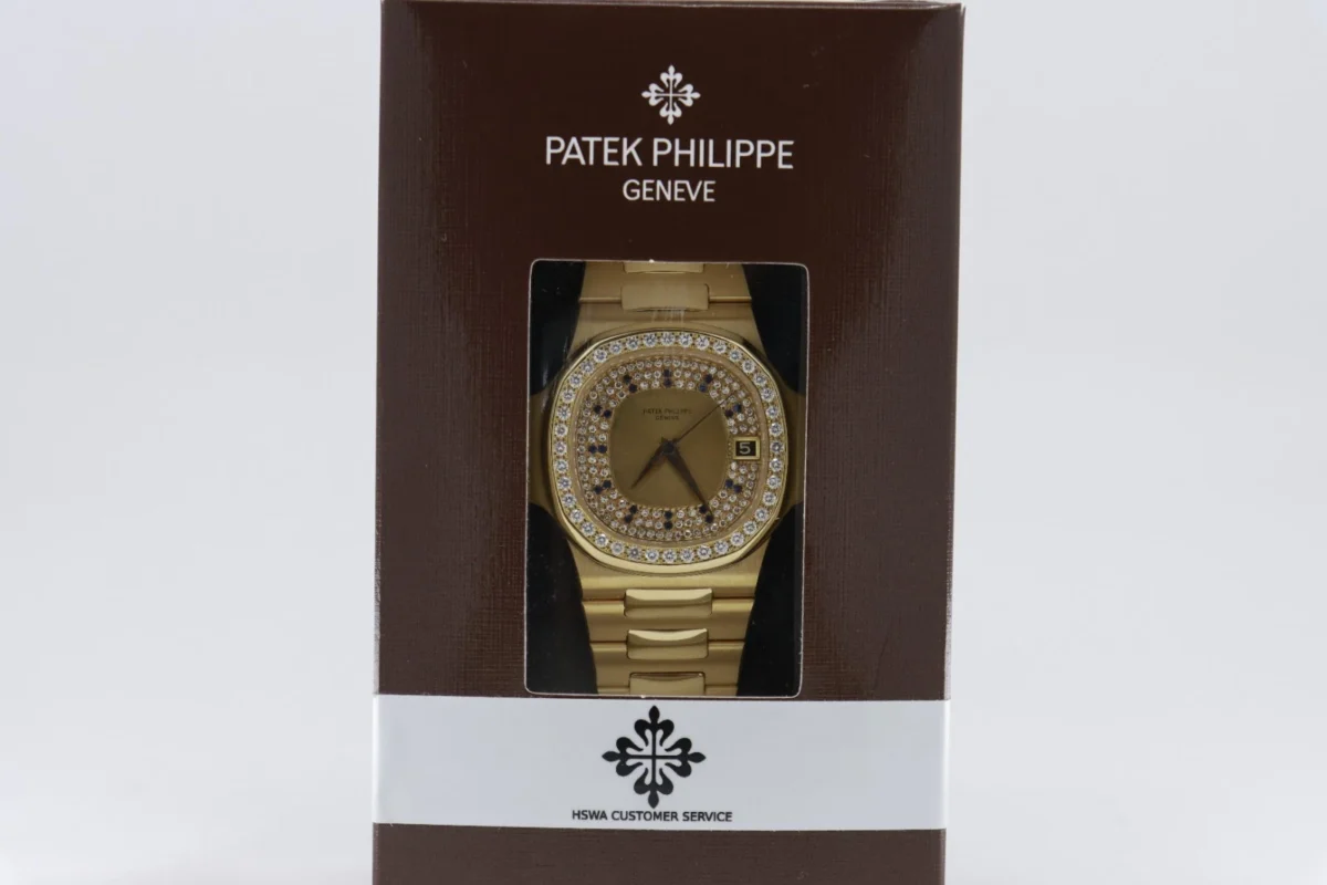 Patek Philippe Nautilus 3800/103 Pave Diamond & Sapphire Dial Circa 1984