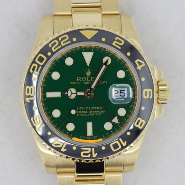 Rolex GMT-Master II 116718LN Green Dial Black Bezel 18K Oyster Band Circa 2008