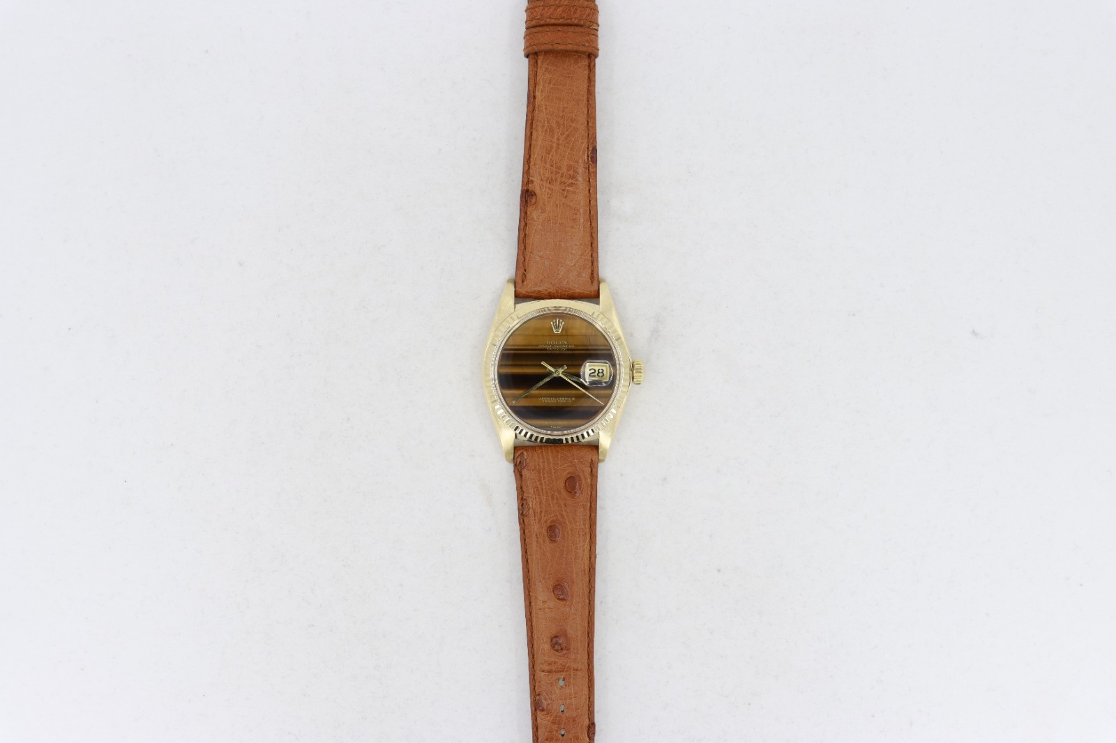 Rolex Datejust 1601/8 Tiger Eye Dial 18K Yellow Gold Leather Strap Circa 1976 - Image 3