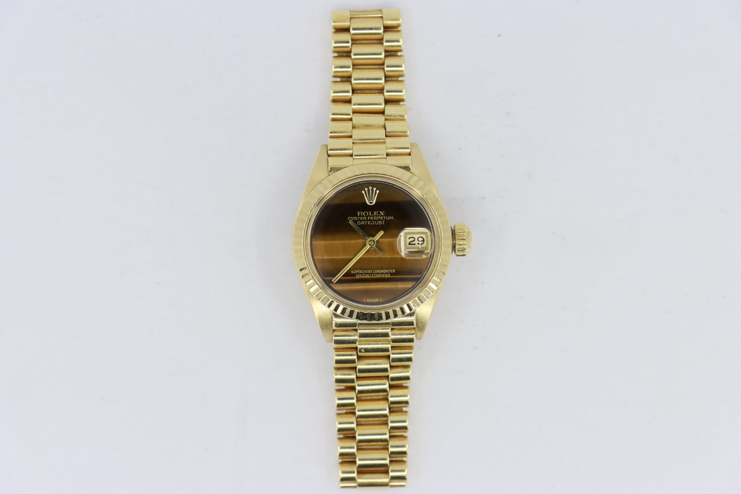 Rolex Lady-Datejust 6917 Tiger Eye Dial President 18K Original Papers Circa 1975 - Image 2