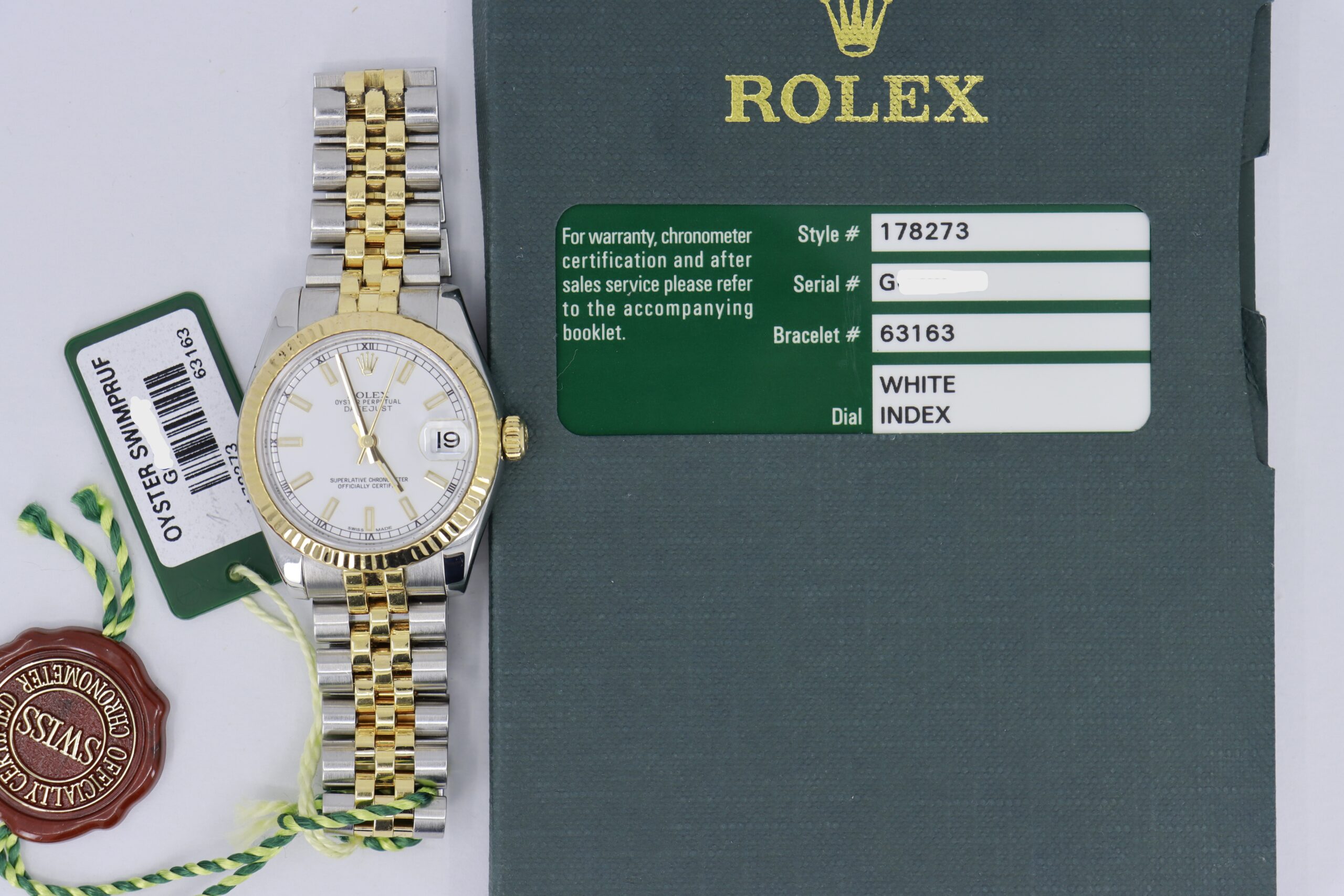 Rolex Datejust 178273 White Index Dial Jubilee Band