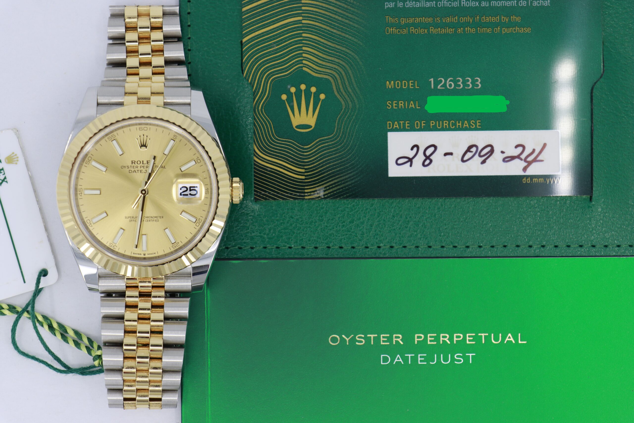 Rolex Datejust 41 126333 Champagne Index Dial Jubilee Band Box & Paper Year 2024 - Image 11